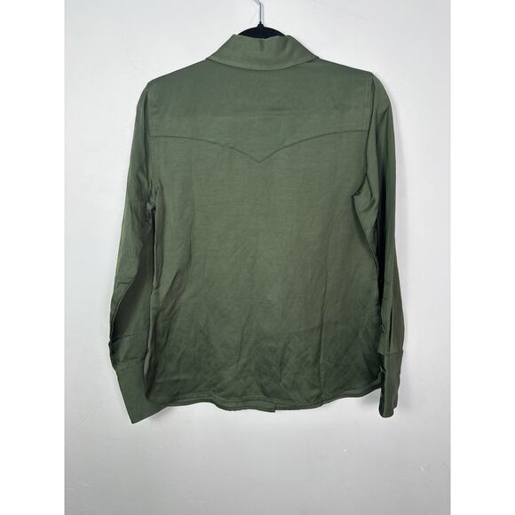 Madewell NWT Women’s Mossy Umber Green Linen Blend Western Button Down size 2 - Picture 8 of 9